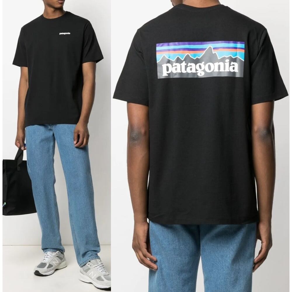Patagonia Black P-6 Logo Responsibili-Tee‎ T-shirt Mens M Regular Fit Casual